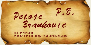 Petoje Branković vizit kartica